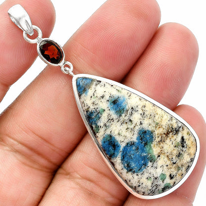 K2 Blue - Azurite In Quartz & Garnet Pendant P-1531 SDP147596