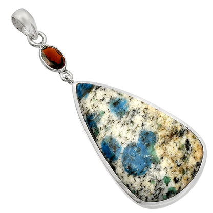 K2 Blue - Azurite In Quartz & Garnet Pendant P-1531 SDP147596