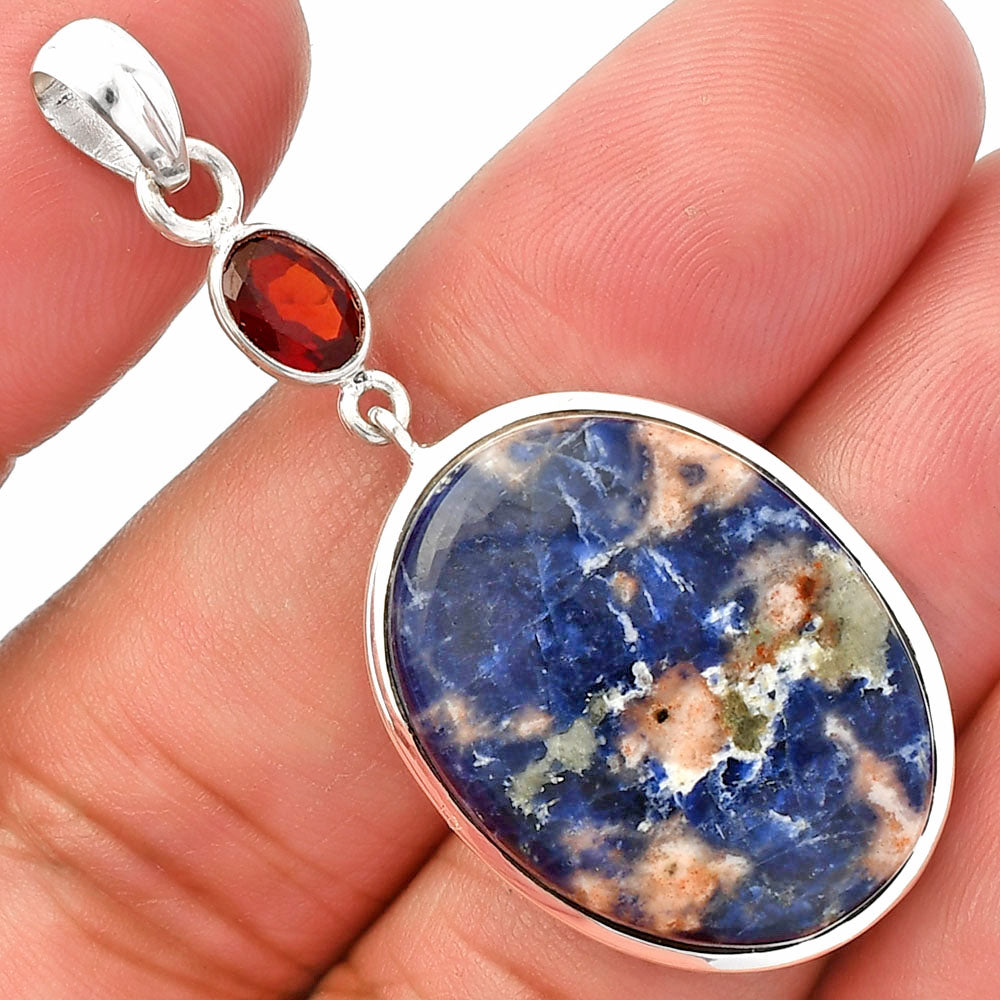 Natural Sodalite & Garnet Pendant P-1531 SDP147602