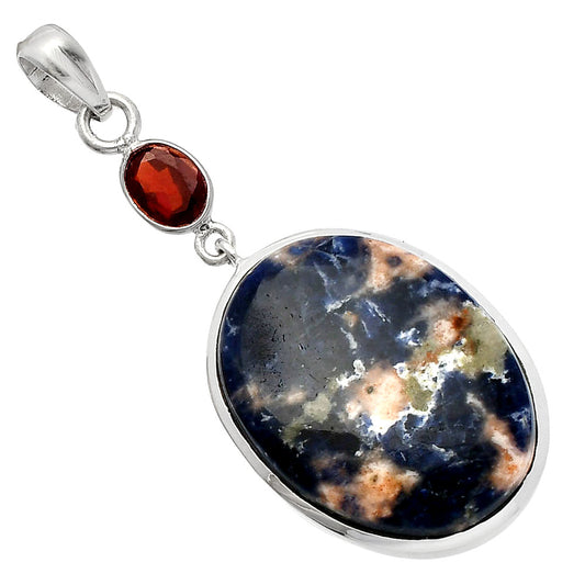 Natural Sodalite & Garnet Pendant P-1531 SDP147602