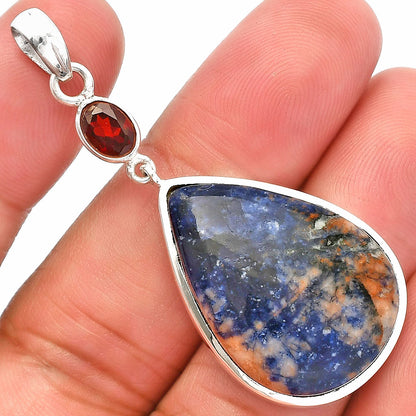 Natural Sodalite & Garnet Pendant P-1531 SDP147612