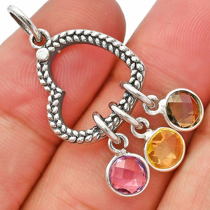 Heart - Lemon Quartz, Amethyst & Smoky Quartz Pendant P-1731 SDP147813