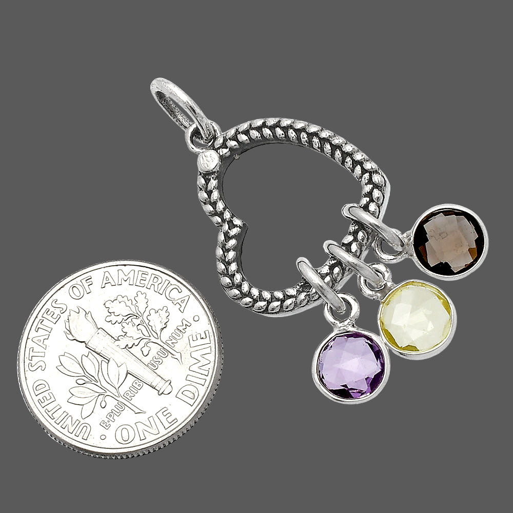 Heart - Lemon Quartz, Amethyst & Smoky Quartz Pendant P-1731 SDP147813