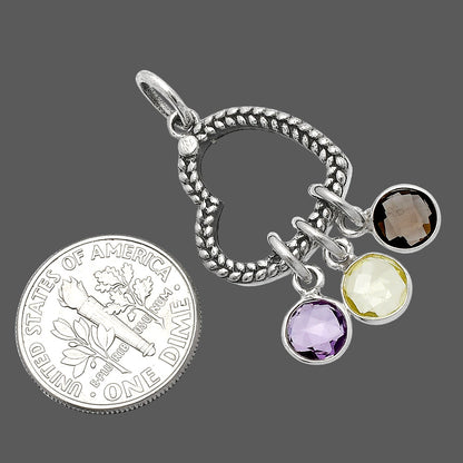 Heart - Lemon Quartz, Amethyst & Smoky Quartz Pendant P-1731 SDP147813