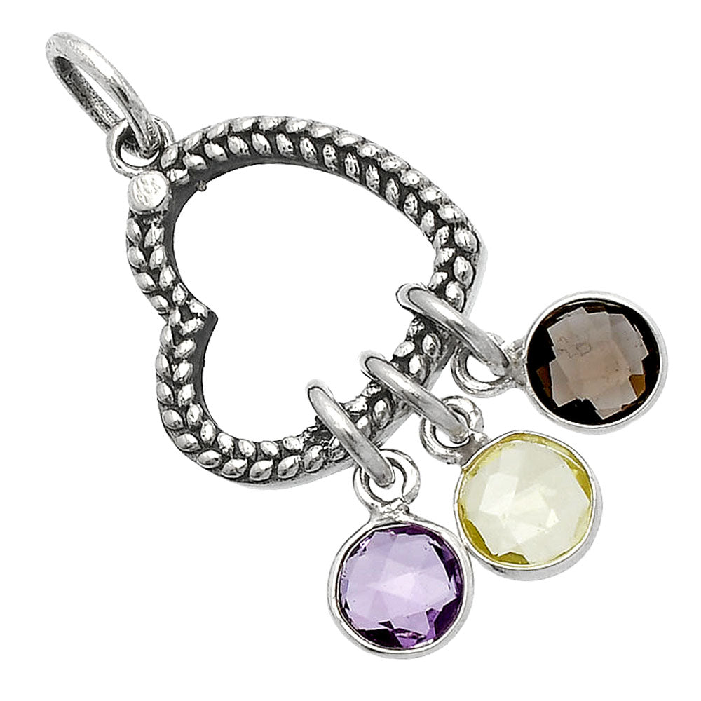 Heart - Lemon Quartz, Amethyst & Smoky Quartz Pendant P-1731 SDP147813