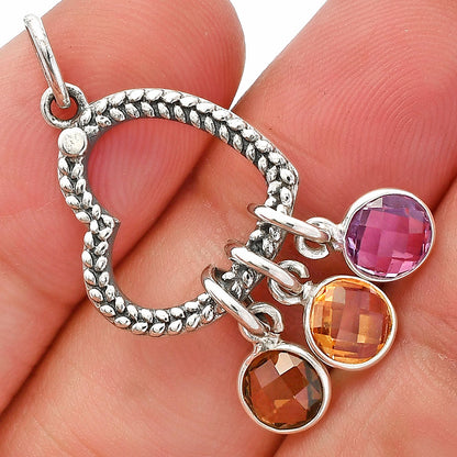 Heart - Citrine, Amethyst & Smoky Quartz Pendant P-1731 SDP147814