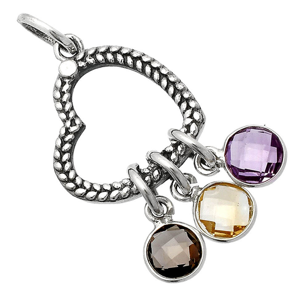 Heart - Citrine, Amethyst & Smoky Quartz Pendant P-1731 SDP147814