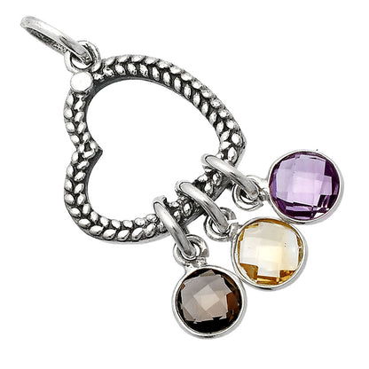 Heart - Citrine, Amethyst & Smoky Quartz Pendant P-1731 SDP147814