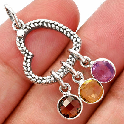 Heart - Lemon Quartz, Amethyst & Smoky Quartz Pendant P-1731 SDP147815
