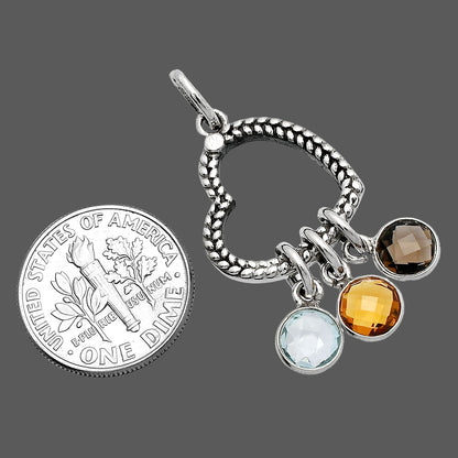 Heart - Sky Blue Topaz, Citrine & Smoky Quartz Pendant P-1731 SDP147824