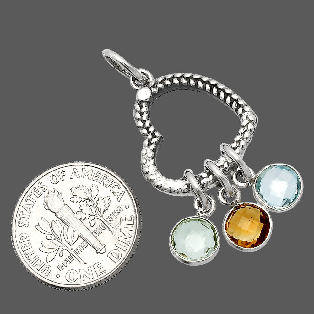 Prasiolite (Green Amethyst), Sky Blue Topaz & Citrine Pendant P-1731 SDP147853