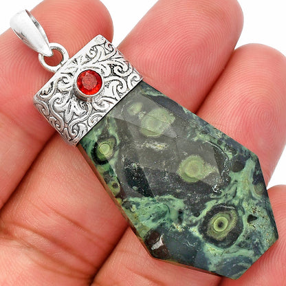 Natural Star Galaxy Jasper & Garnet Pendant P-1331 SDP147865