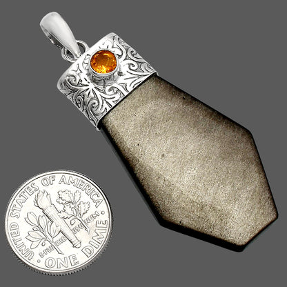 Natural Silver Obsidian & Citrine Pendant P-1331 SDP147868