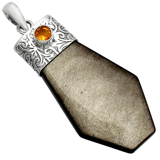 Natural Silver Obsidian & Citrine Pendant P-1331 SDP147868