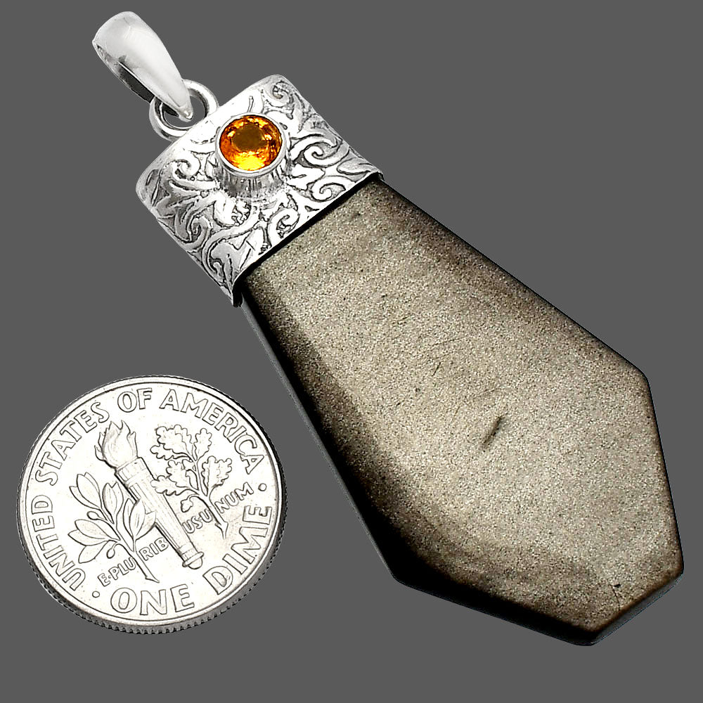 Natural Silver Obsidian & Citrine Pendant P-1331 SDP147870