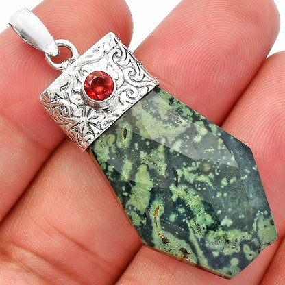 Natural Star Galaxy Jasper & Garnet Pendant P-1331 SDP147872