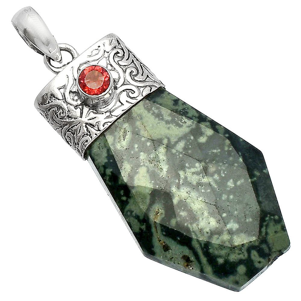 Natural Star Galaxy Jasper & Garnet Pendant P-1331 SDP147872