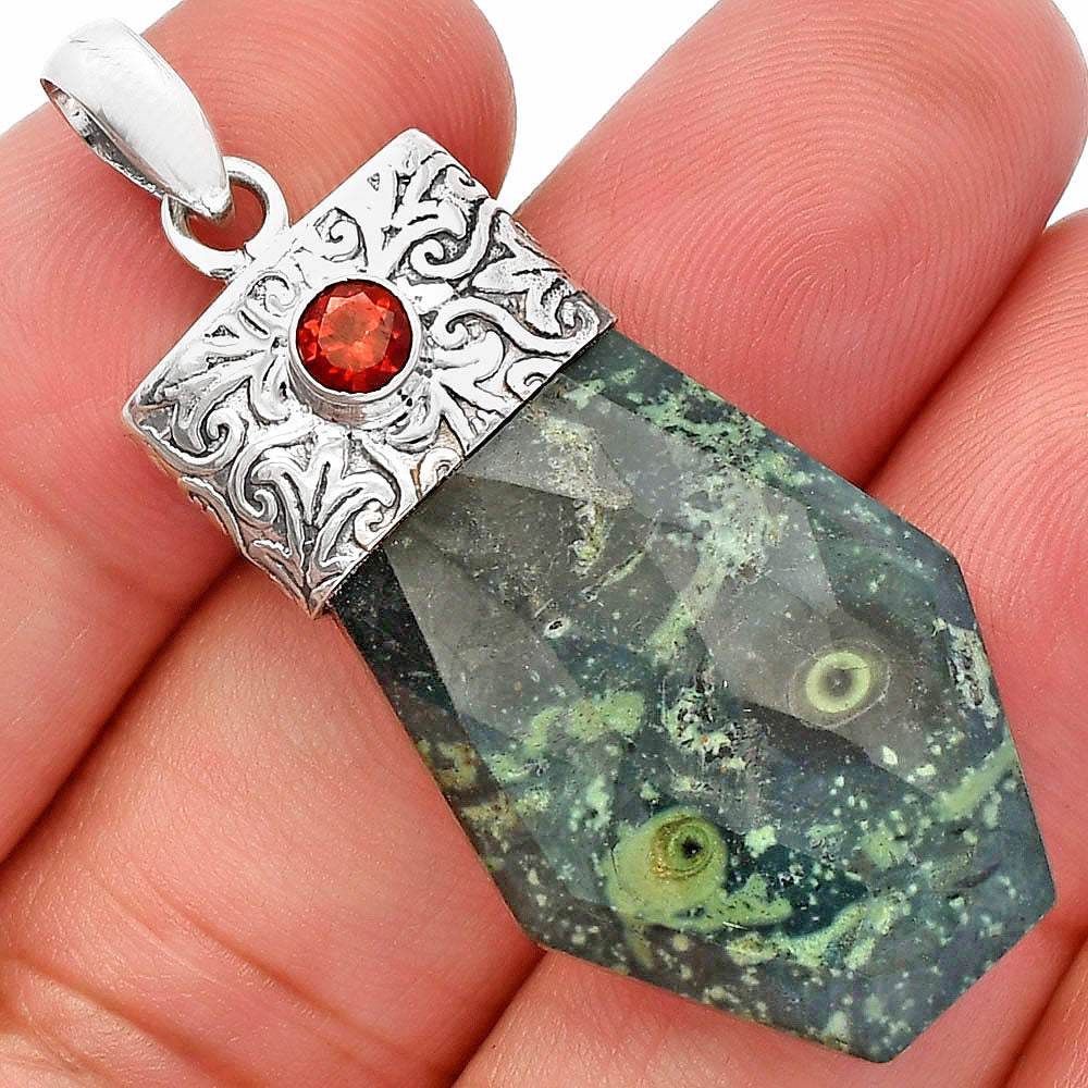 Natural Star Galaxy Jasper & Garnet Pendant P-1331 SDP147874