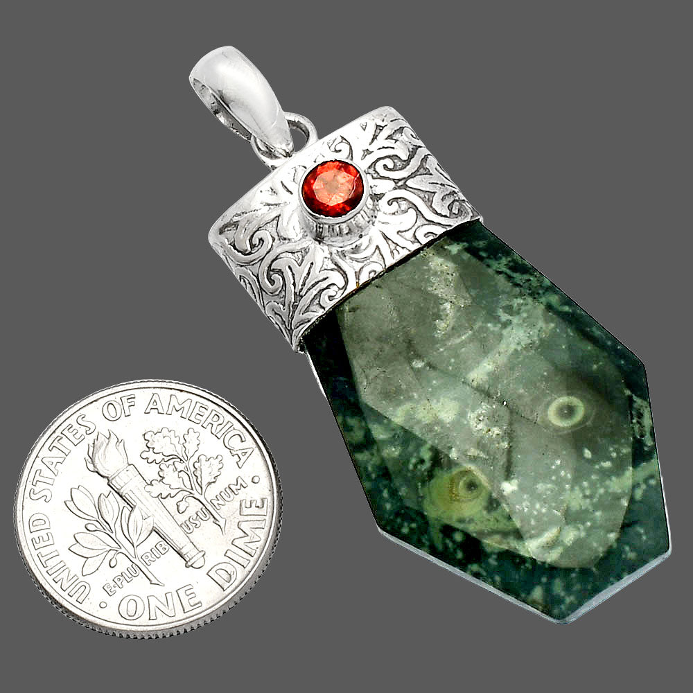 Natural Star Galaxy Jasper & Garnet Pendant P-1331 SDP147874