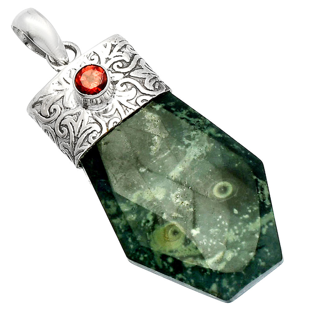 Natural Star Galaxy Jasper & Garnet Pendant P-1331 SDP147874