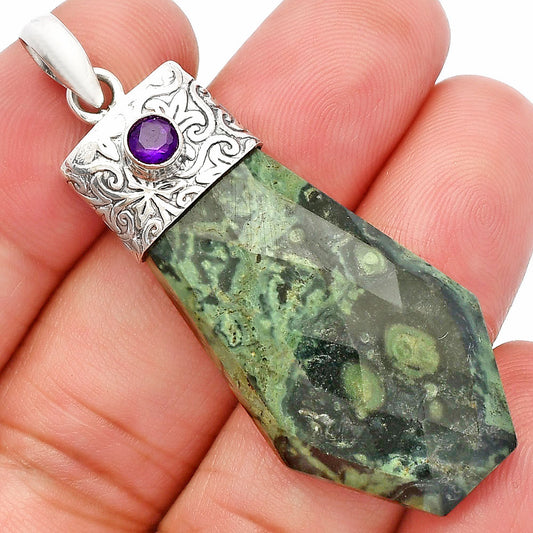 Natural Star Galaxy Jasper & Amethyst Pendant P-1331 SDP147883