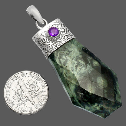 Natural Star Galaxy Jasper & Amethyst Pendant P-1331 SDP147883