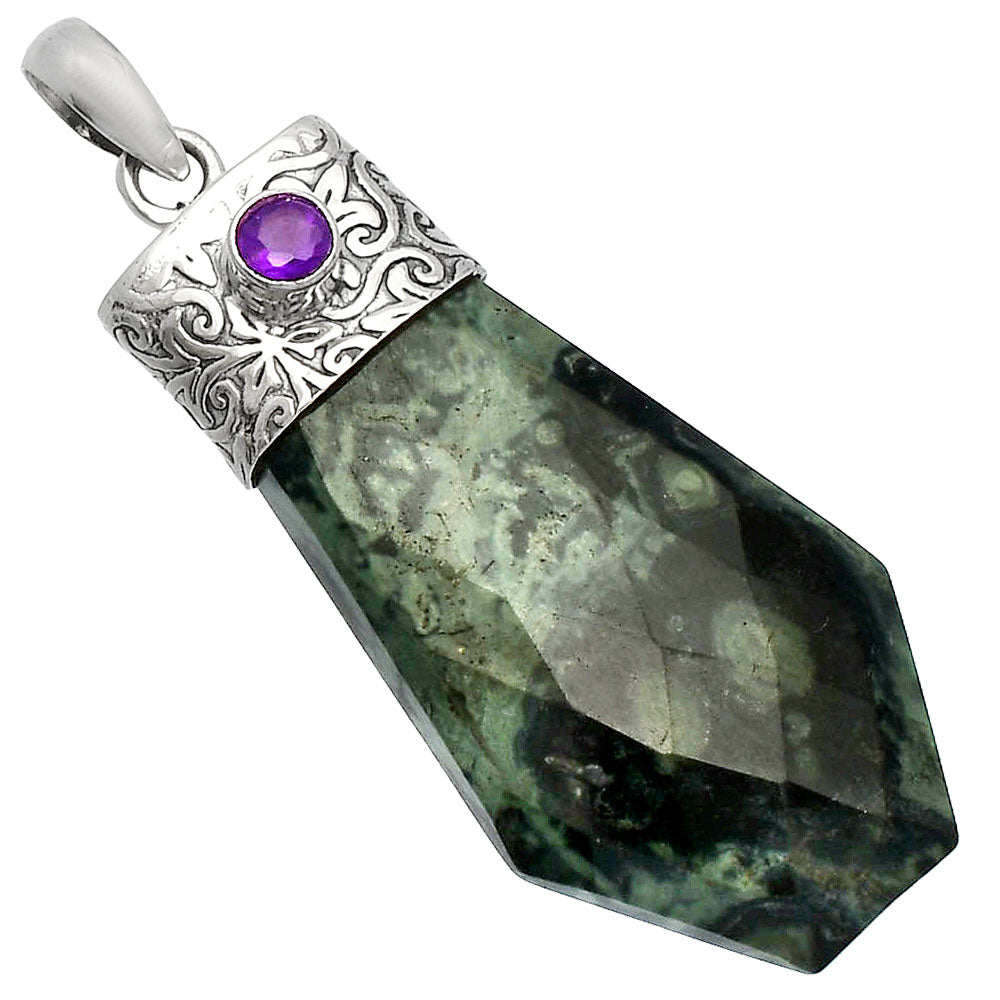 Natural Star Galaxy Jasper & Amethyst Pendant P-1331 SDP147883