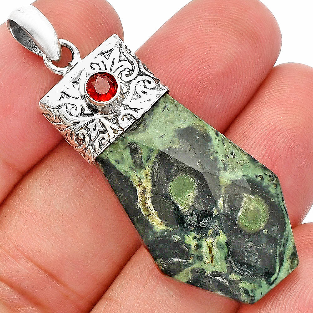 Natural Star Galaxy Jasper & Garnet Pendant P-1331 SDP147885