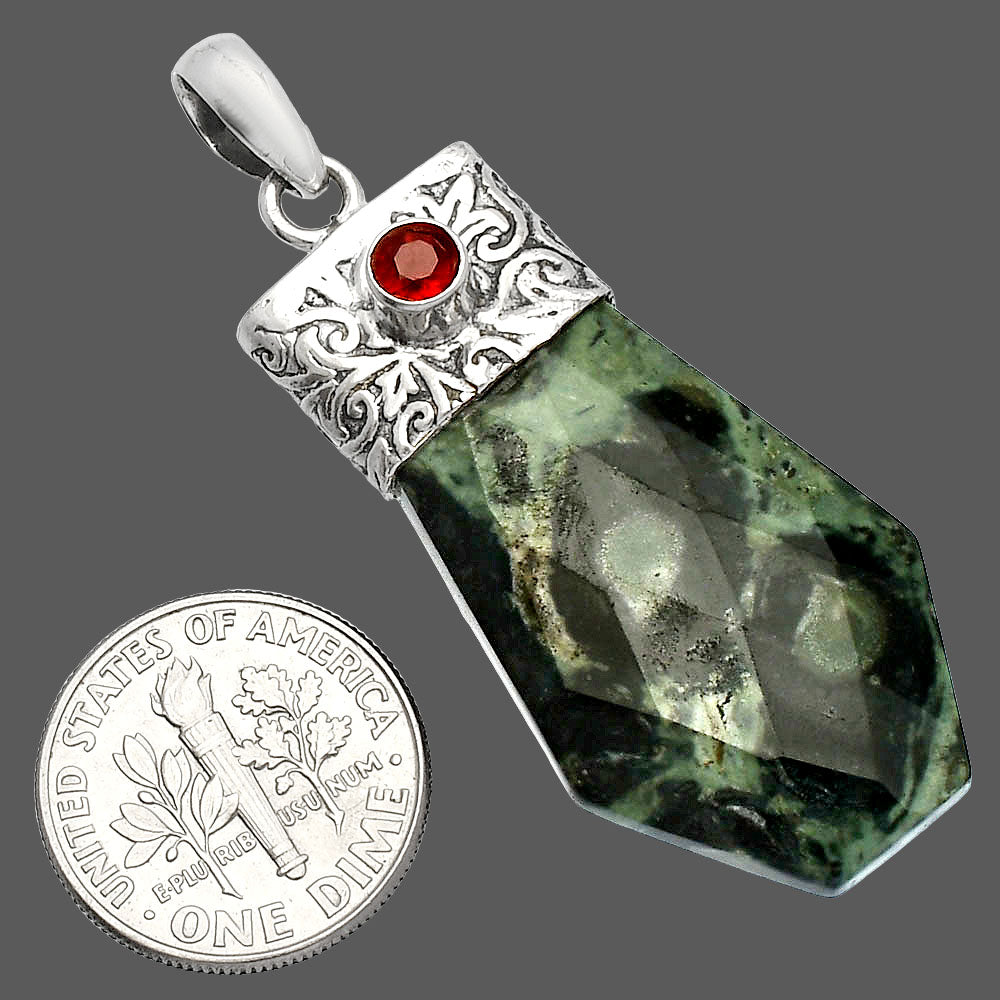 Natural Star Galaxy Jasper & Garnet Pendant P-1331 SDP147885