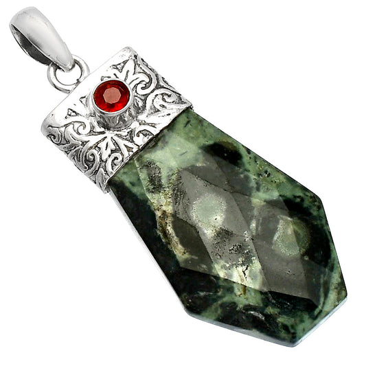 Natural Star Galaxy Jasper & Garnet Pendant P-1331 SDP147885