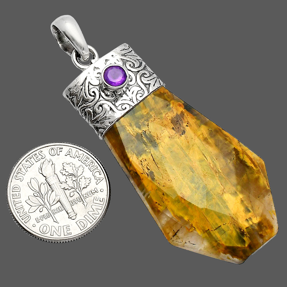 Natural Nellite & Amethyst Pendant P-1331 SDP147886