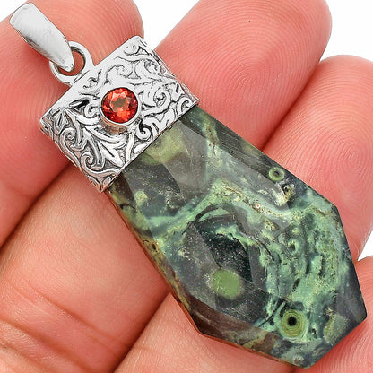 Natural Star Galaxy Jasper & Garnet Pendant P-1331 SDP147887