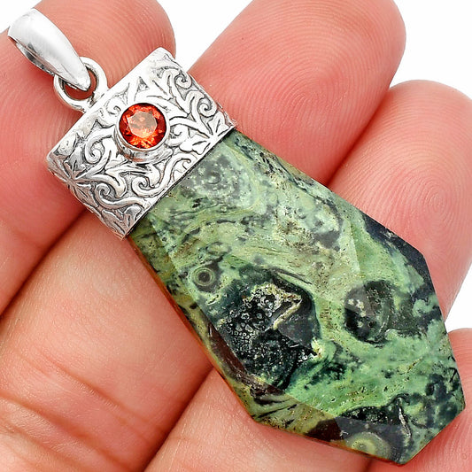 Natural Star Galaxy Jasper & Garnet Pendant P-1331 SDP147889