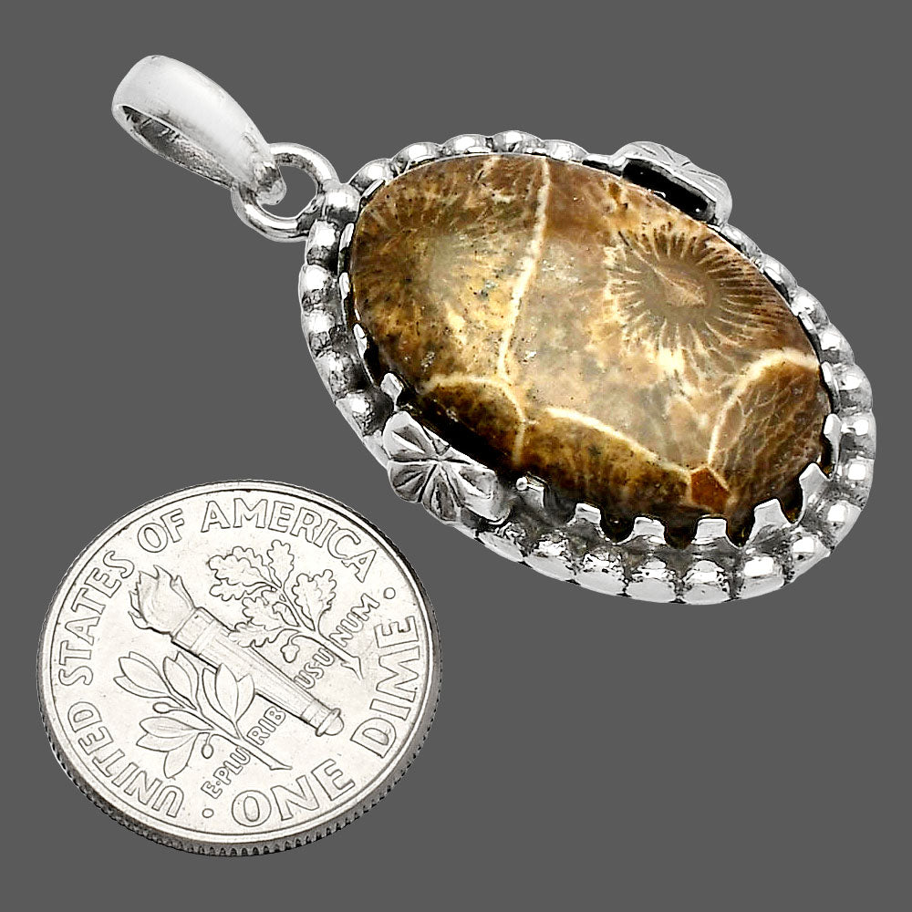 Natural Flower Fossil Coral Pendant P-1730 SDP147917