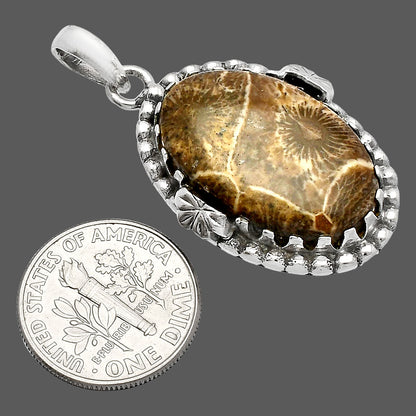 Natural Flower Fossil Coral Pendant P-1730 SDP147917