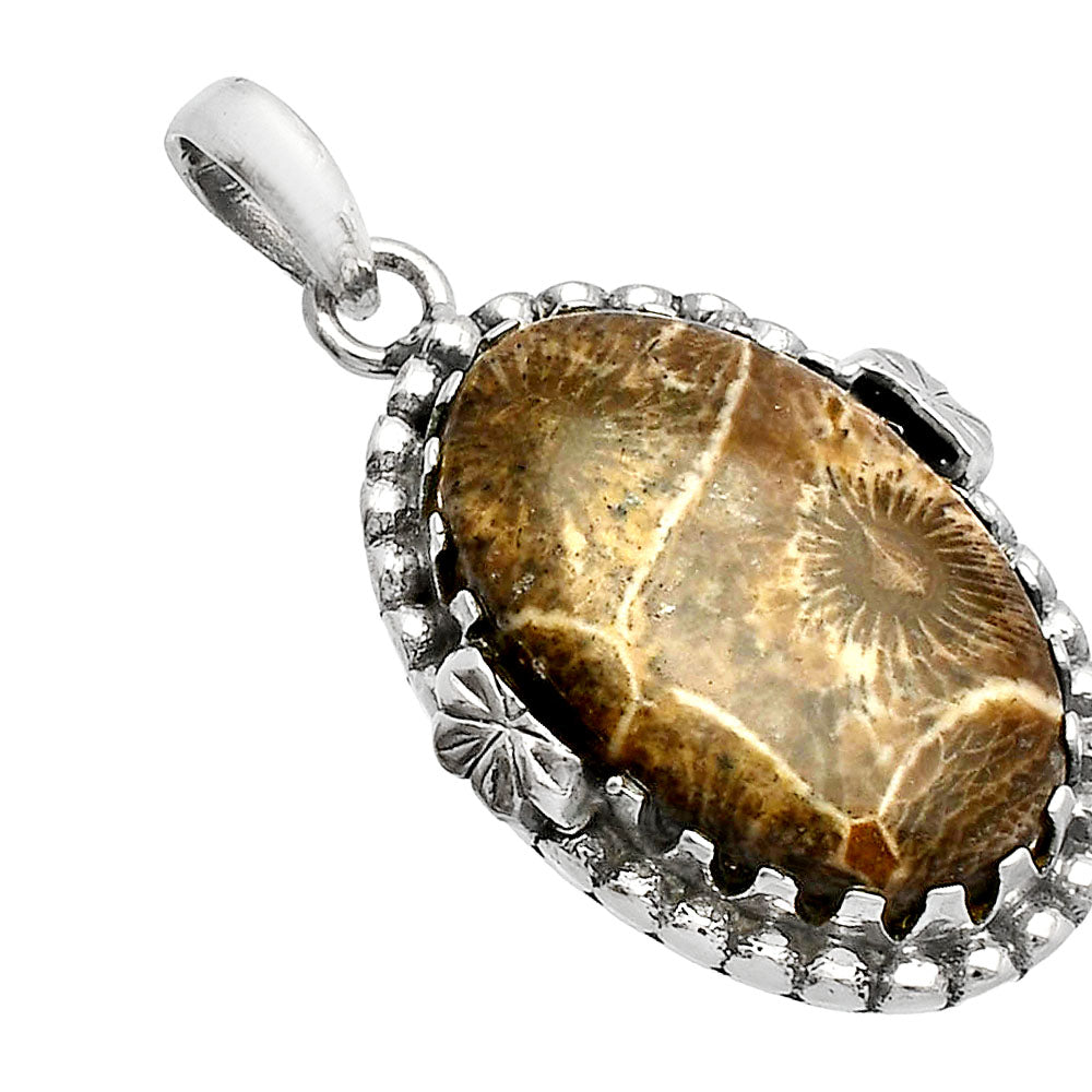 Natural Flower Fossil Coral Pendant P-1730 SDP147917