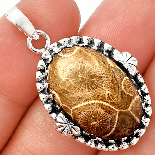 Natural Flower Fossil Coral Pendant P-1730 SDP147936
