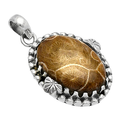 Natural Flower Fossil Coral Pendant P-1730 SDP147936