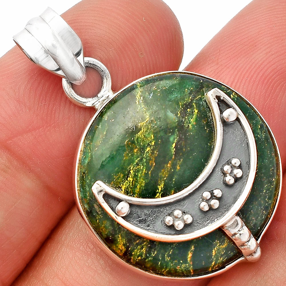 Crescent Moon - Green Fuchsite Pendant P-1719 SDP148027