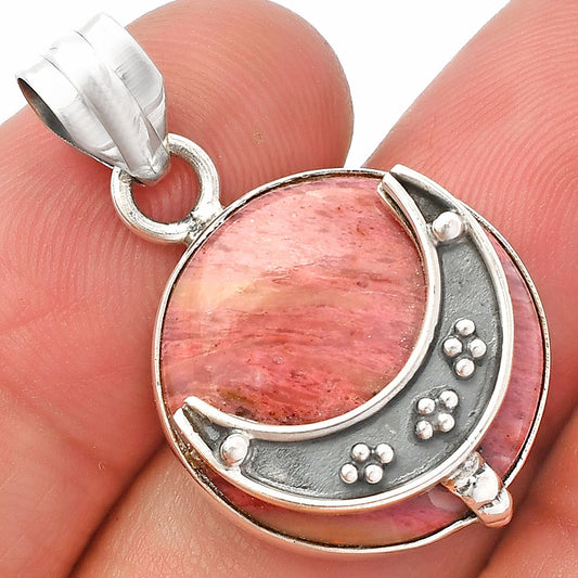 Crescent Moon - Pink Tulip Quartz Pendant P-1719 SDP148031