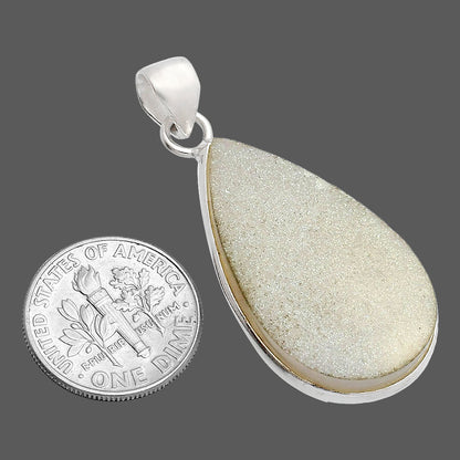 Snow White Druzy Pendant P-1001 SDP148135