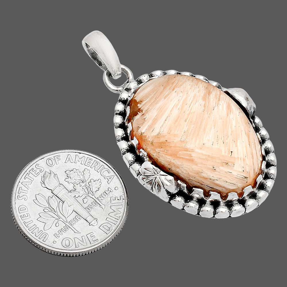 Natural Orange Scolecite - India Pendant P-1730 SDP148198