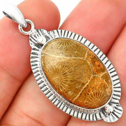 Natural Flower Fossil Coral Pendant P-1732 SDP148272