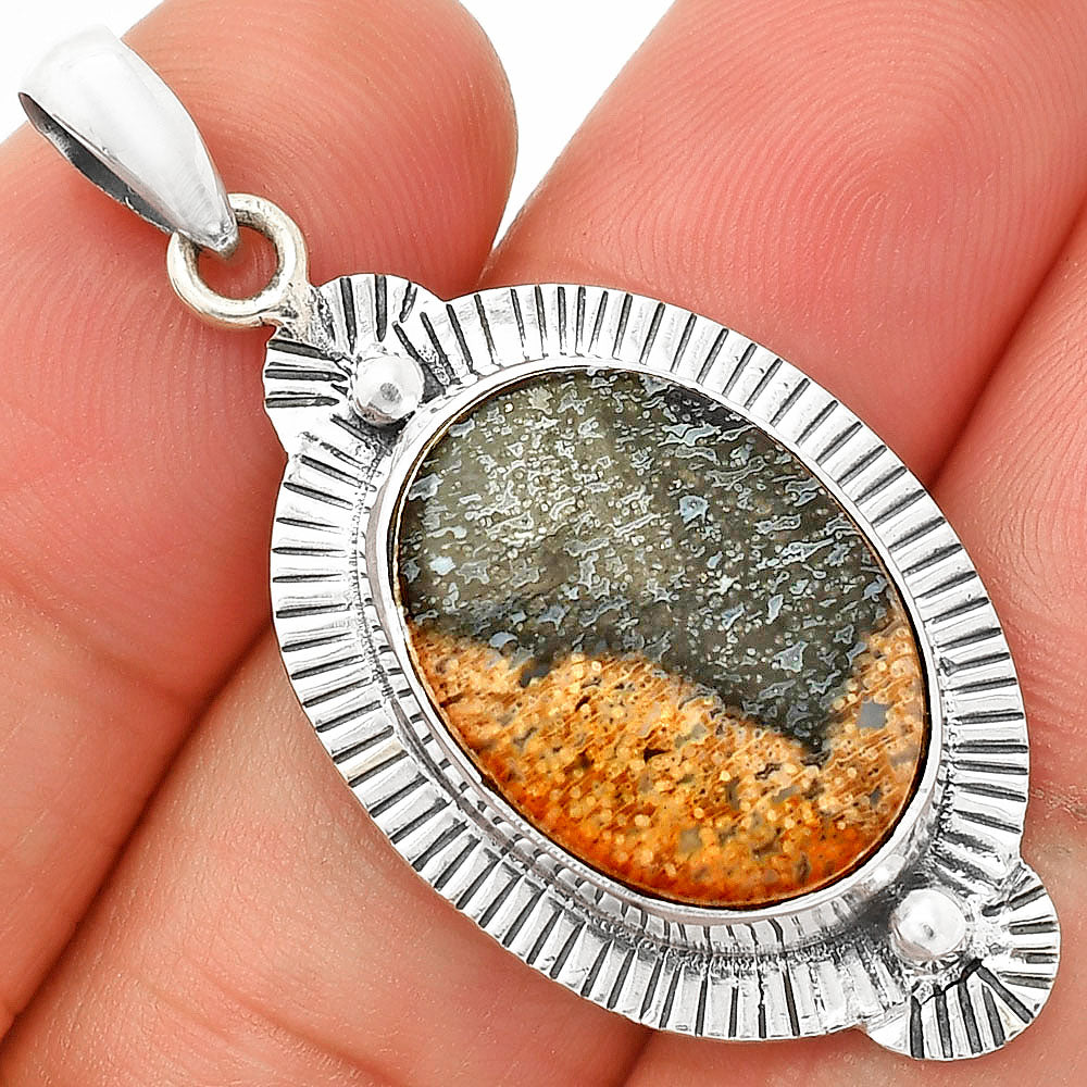 Natural Palm Root Fossil Agate Pendant P-1732 SDP148274