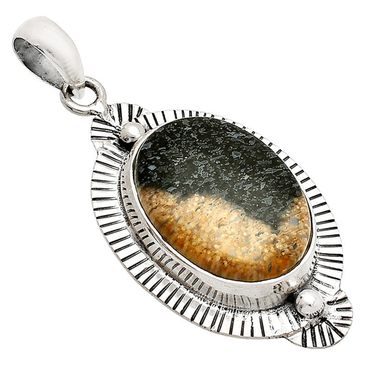 Natural Palm Root Fossil Agate Pendant P-1732 SDP148274