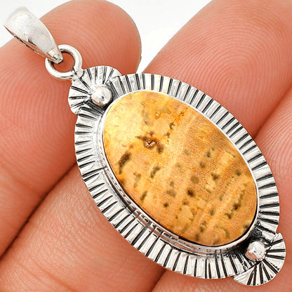 Natural Palm Root Fossil Agate Pendant P-1732 SDP148286