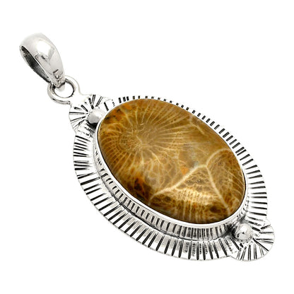 Natural Flower Fossil Coral Pendant P-1732 SDP148296