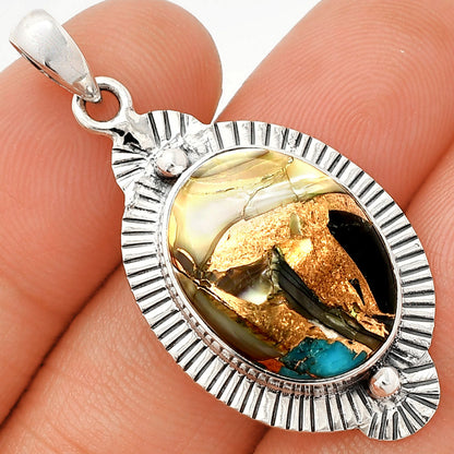 Natural Shell In Black Blue Turquoise Pendant P-1732 SDP148304