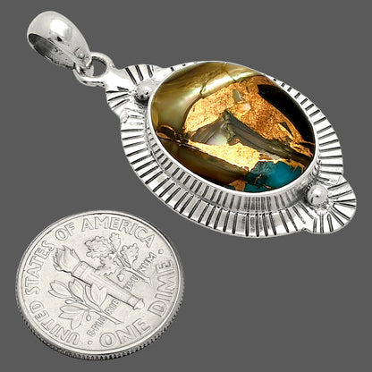 Natural Shell In Black Blue Turquoise Pendant P-1732 SDP148304