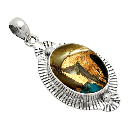 Natural Shell In Black Blue Turquoise Pendant P-1732 SDP148304